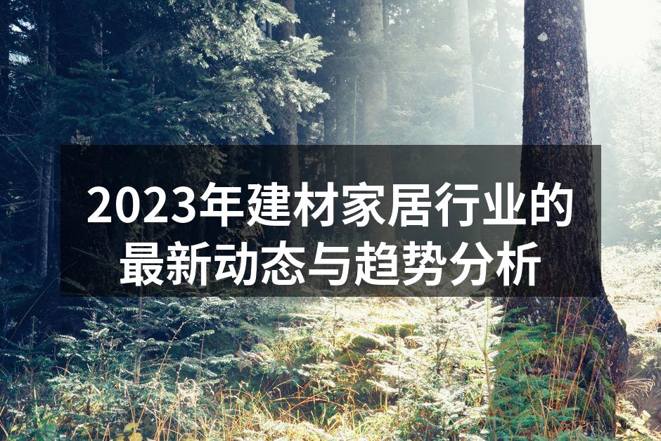 2023年建材家居行业的最新动态与趋势分析